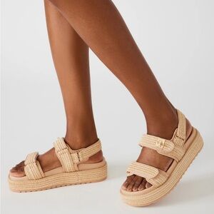Steve Madden Bigmona Natural Raffia Sandals